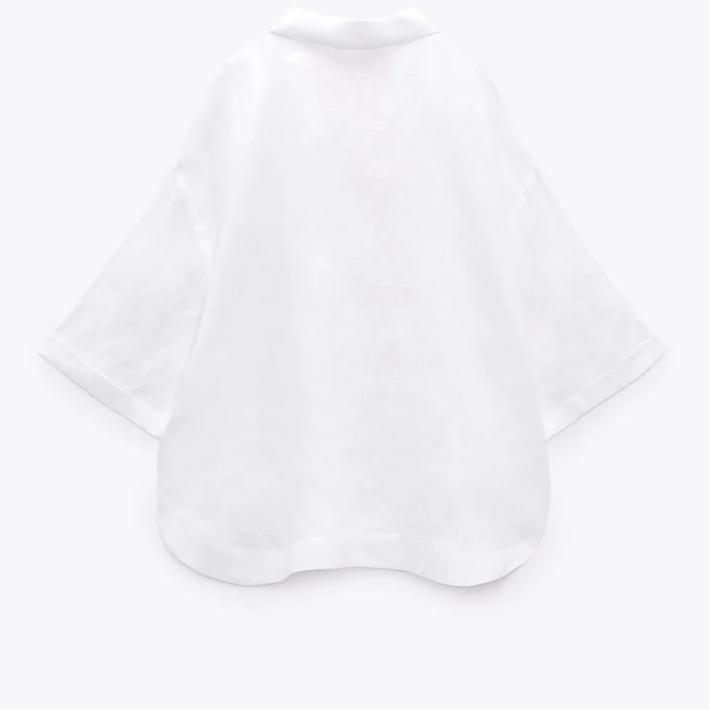 Zara White Lightweight Linen-Blend Button Shirt - Picture 5 of 9